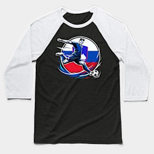 Dynamic Slovenia Soccer Star in Action - Vector Design Baseball T-Shirt